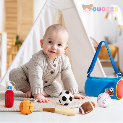 Personalized Baby's First Sports Bag Plush Playset Sensory Toys Set