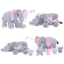 Load image into Gallery viewer, Elephant Family Plush Toy Set with 4 Pieces Baby Gift Set