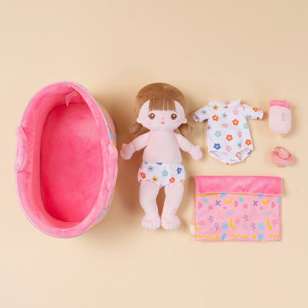 Personalized White Plush Mini Baby Girl Doll With Changeable Outfit