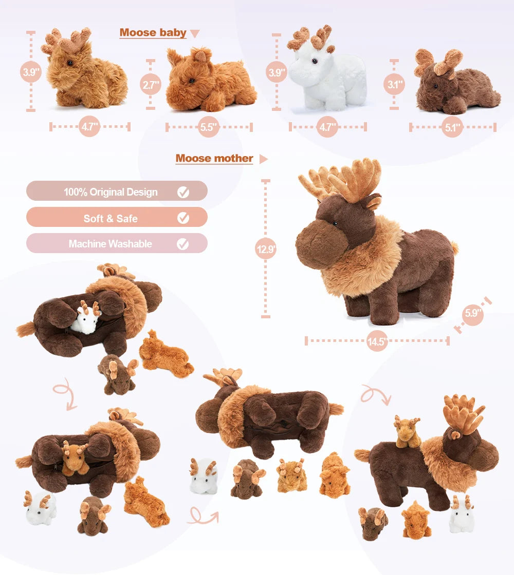 Plush Stuffed Animal Family Toy Set -  14 Themes