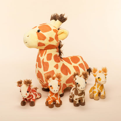 Giraffe Family Plush Toy Set With 4 Baby Giraffes