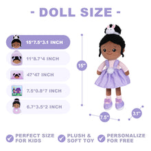 Load image into Gallery viewer, Personalized Deep Skin Tone Plush Purple Bunny Doll