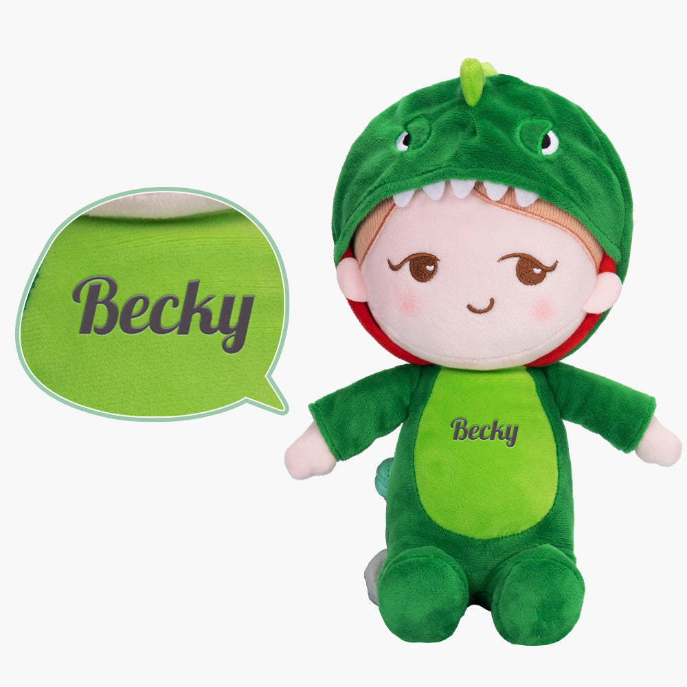 Personalized Becky Dinosaur Girl Doll + Backpack