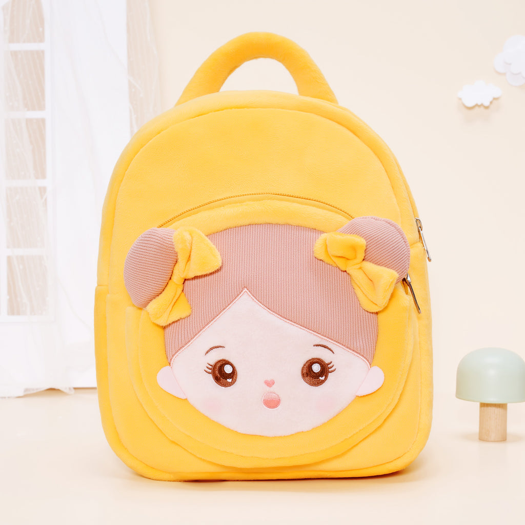 Personalized Yellow Open Eyes Plush Baby Girl Backpack