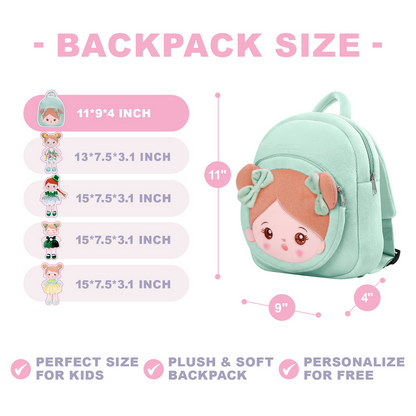 Personalized Abby Green Hat Girl Doll + Backpack