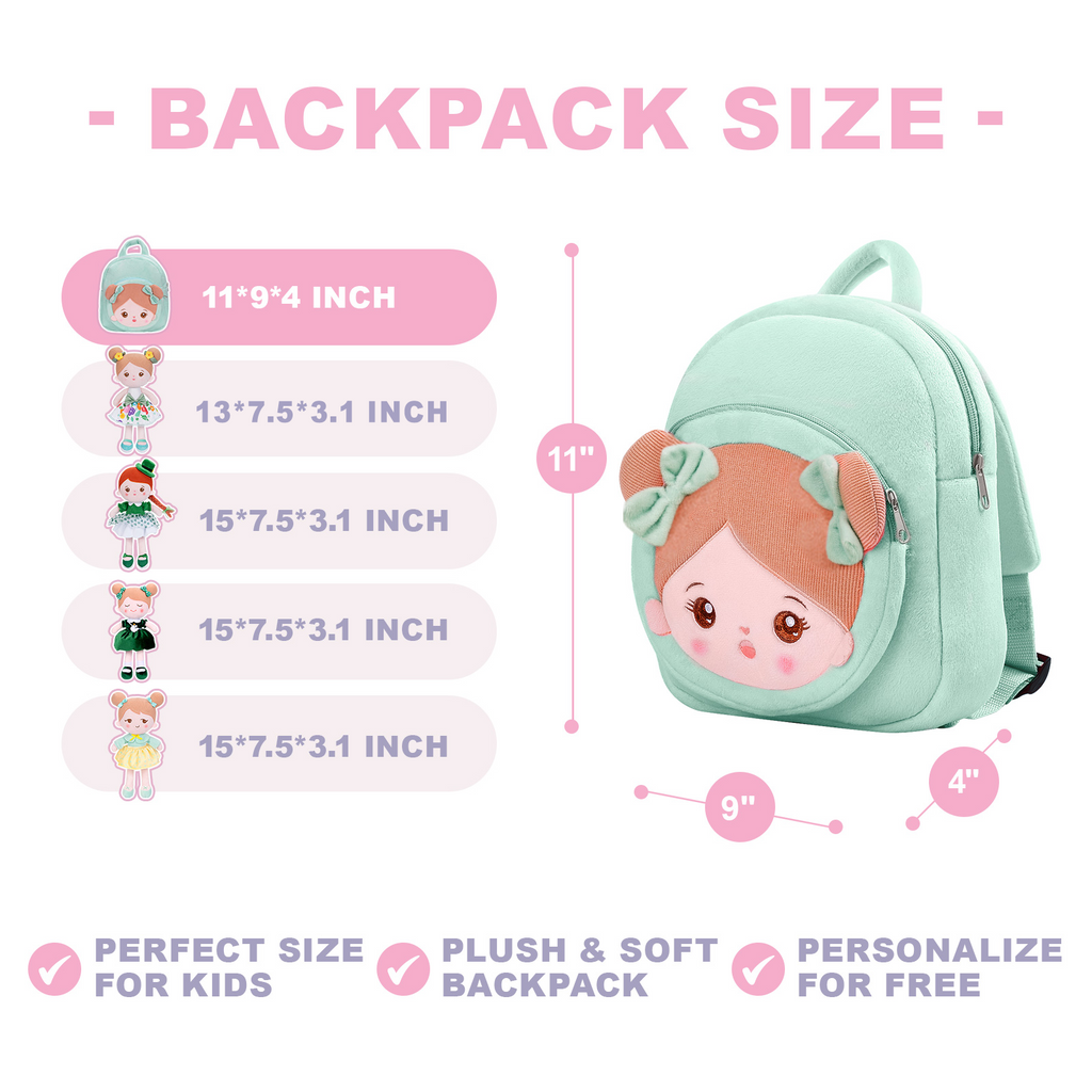 Personalized Abby Green Hat Girl Doll + Backpack