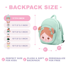 Load image into Gallery viewer, Personalized Abby Green Hat Girl Doll + Backpack