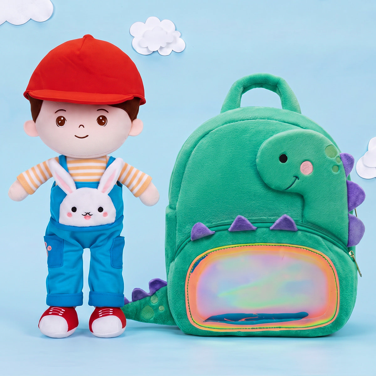 Personalized Green Dinosaur Plush Backpack
