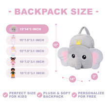 Load image into Gallery viewer, Personalized Gray Elephant Plush Backpack