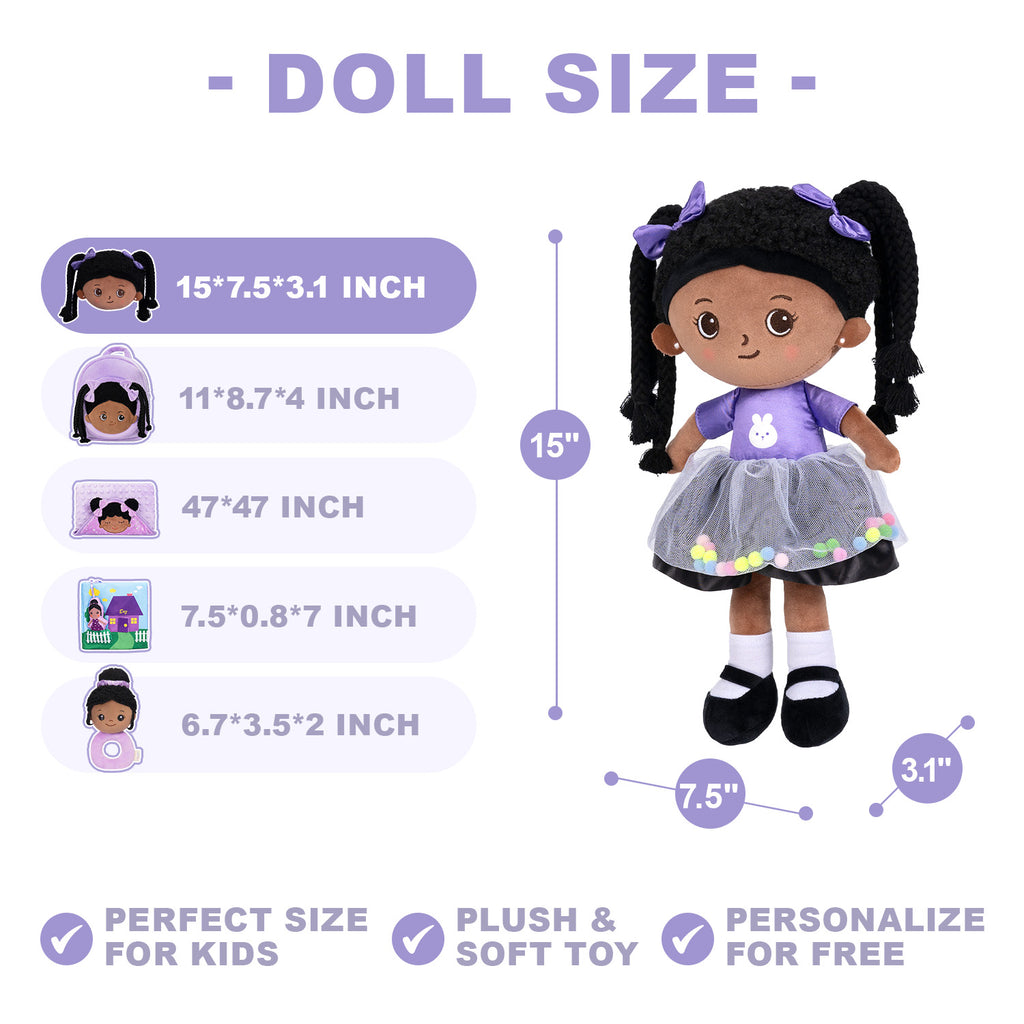 Personalized Purple Deep Skin Tone Plush Ash Doll