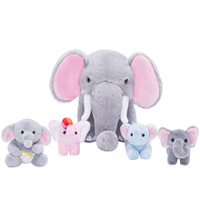 Load image into Gallery viewer, Elephant Family Plush Toy Set with 4 Pieces Baby Gift Set