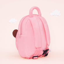 Load image into Gallery viewer, Personalized Plush Backpack Pink with Brown Skin Open Eyes