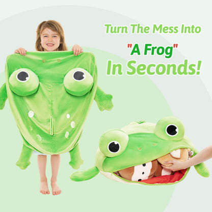 Frog Shaped Toy Storage Bag with Tongue Sticking Out Play Mat
