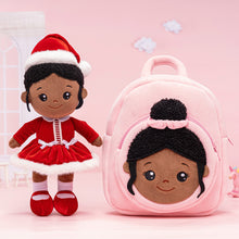 Load image into Gallery viewer, Personalized Deep Skin Tone Plush Nevaeh Red Doll + Backpack