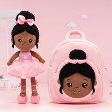Load image into Gallery viewer, Personalized Deep Skin Tone Plush Nevaeh Pink Doll + Backpack