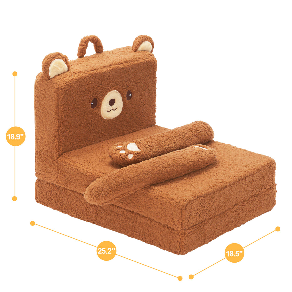 Foldable Polar Fleece Animal Bear Style Children Sofa