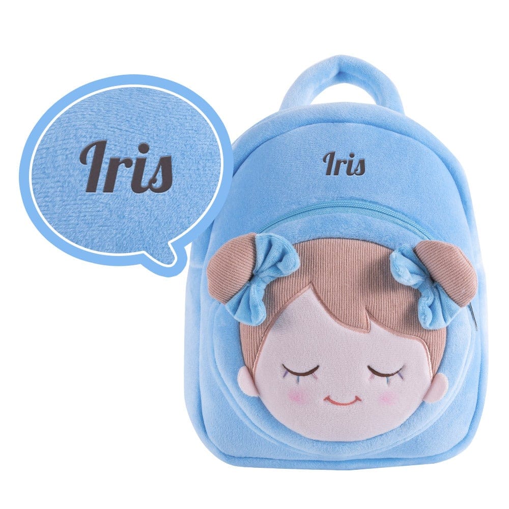 Personalized Abby Blue Girl Plush Doll and Backpack