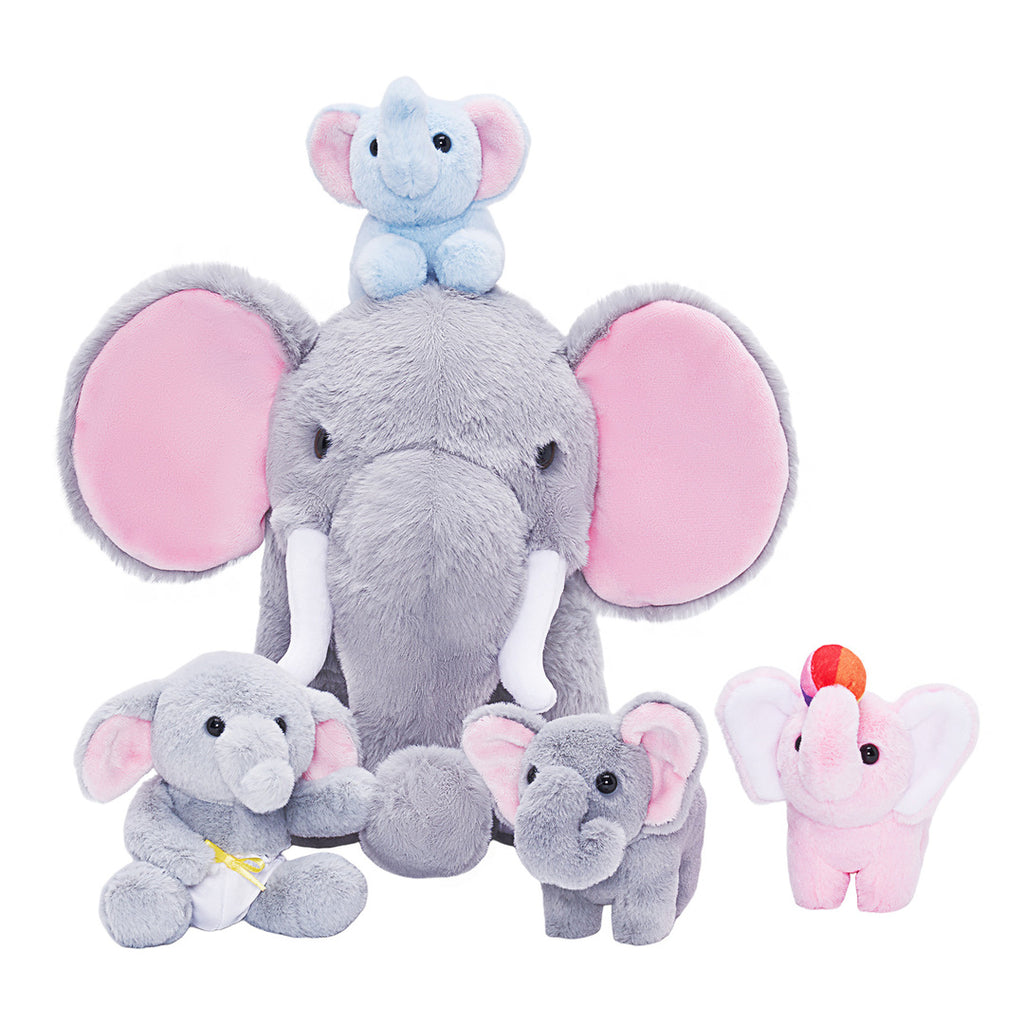 Elephant Family Plush Toy Set with 4 Pieces Baby Gift Set