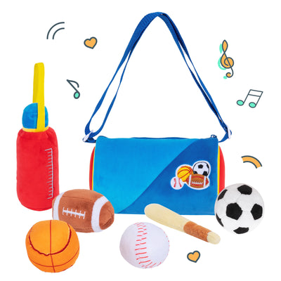 Personalized Baby's First Sports Bag Plush Playset Sensory Toys Set