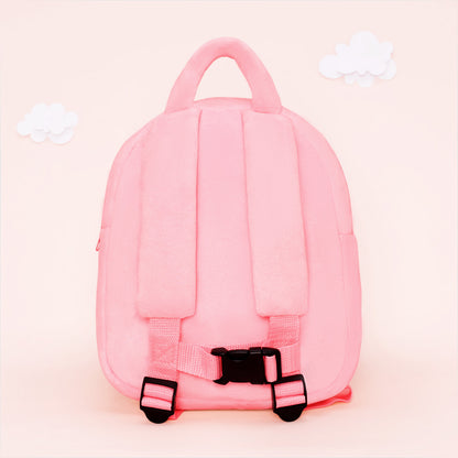 Personalized Plush Backpack Pink with Brown Skin Open Eyes