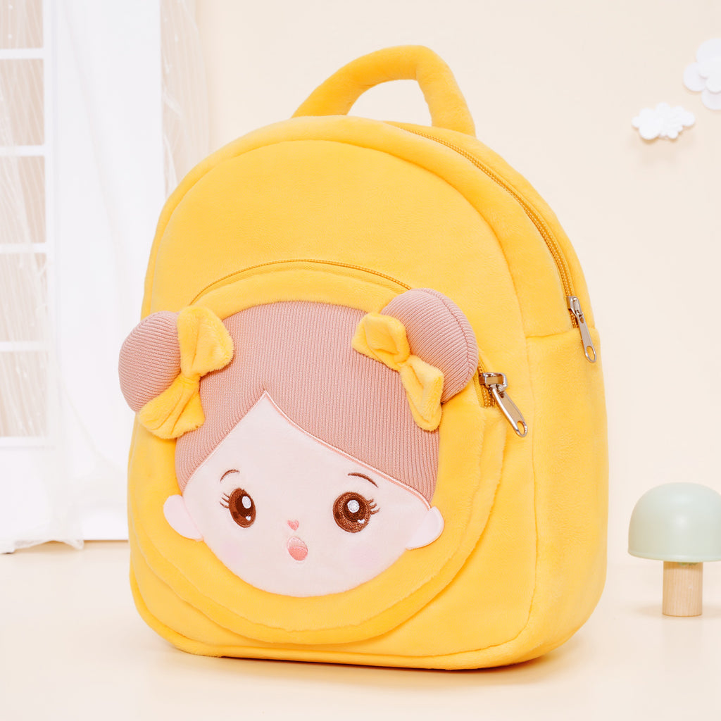 Personalized Yellow Open Eyes Plush Baby Girl Backpack