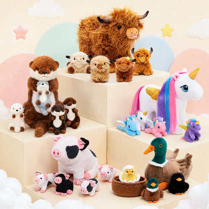 Plush Stuffed Animal Family Toy Set -  14 Themes
