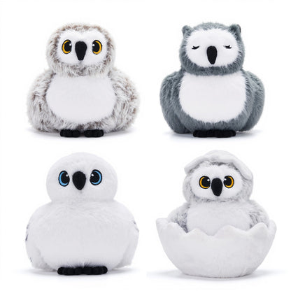 Owl Plush Stuffed Animal with 4 Babies-With rotatable head