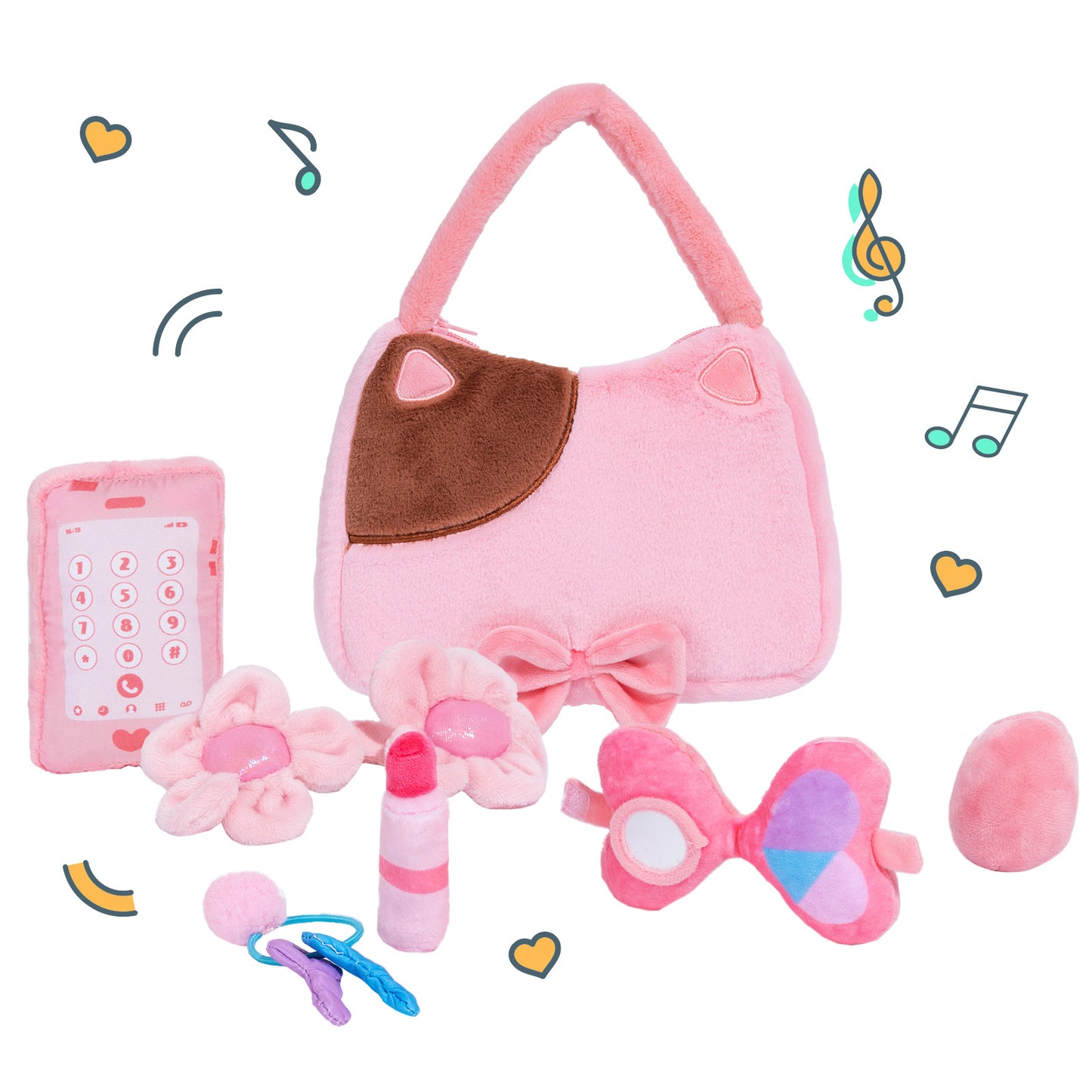 Personalized Baby's First Purse Plush Playset Sensory Toy Gift Set
