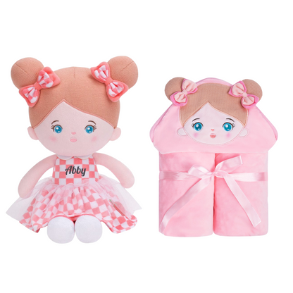 Personalized Doll and 88 cm Soft Baby Toddler Blanket Combo