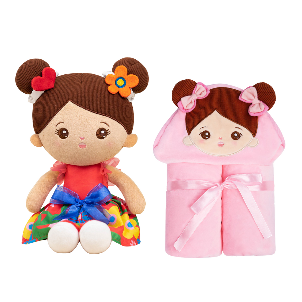 Personalized Doll and 88 cm Soft Baby Toddler Blanket Combo