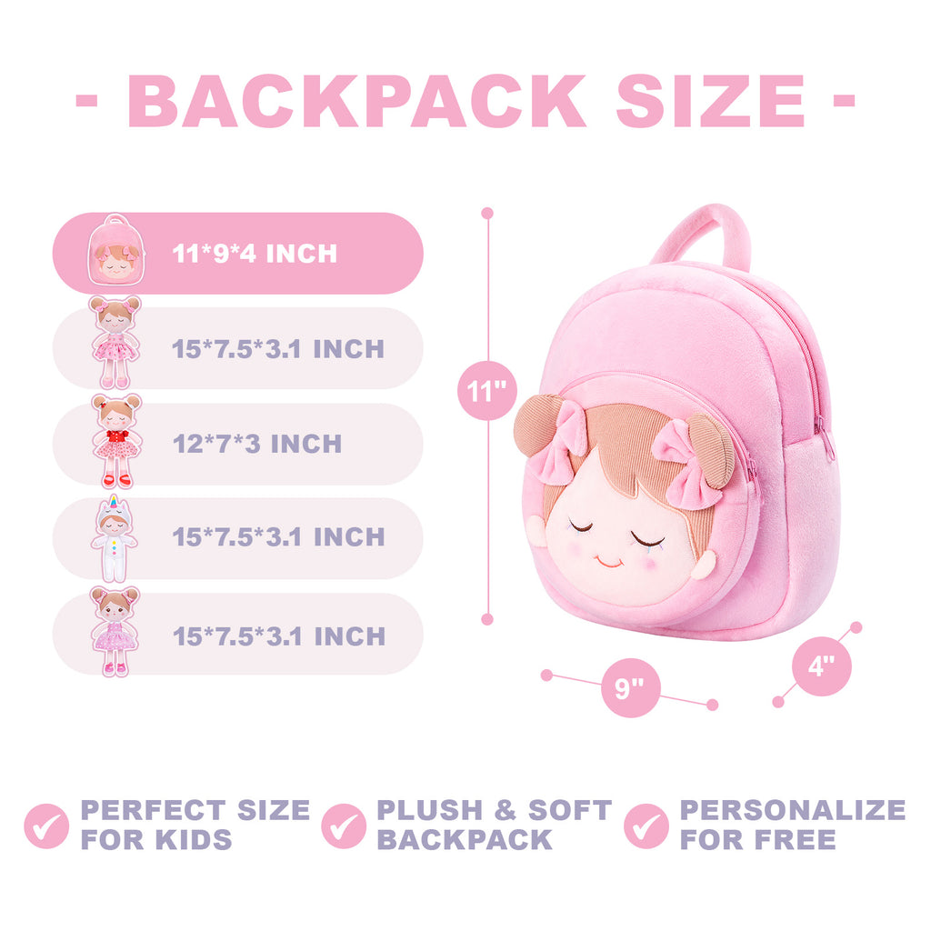 Personalized Iris Red Cherry Girl Doll + Backpack