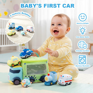 Personalized Baby's First Car Sensory Toy Plush Playset