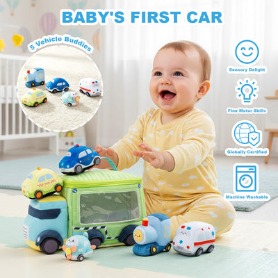 Personalized Baby's First Car Sensory Toy Plush Playset
