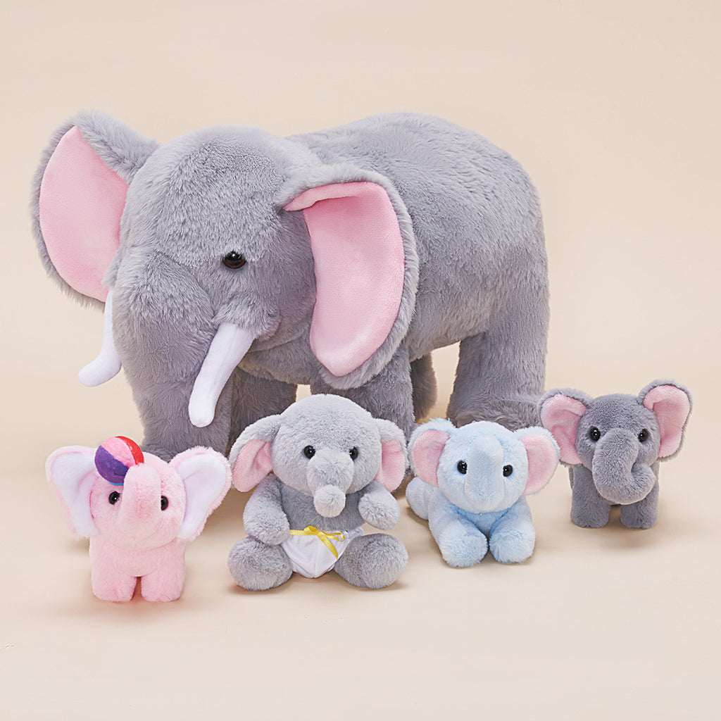 Elephant Family Plush Toy Set with 4 Pieces Baby Gift Set