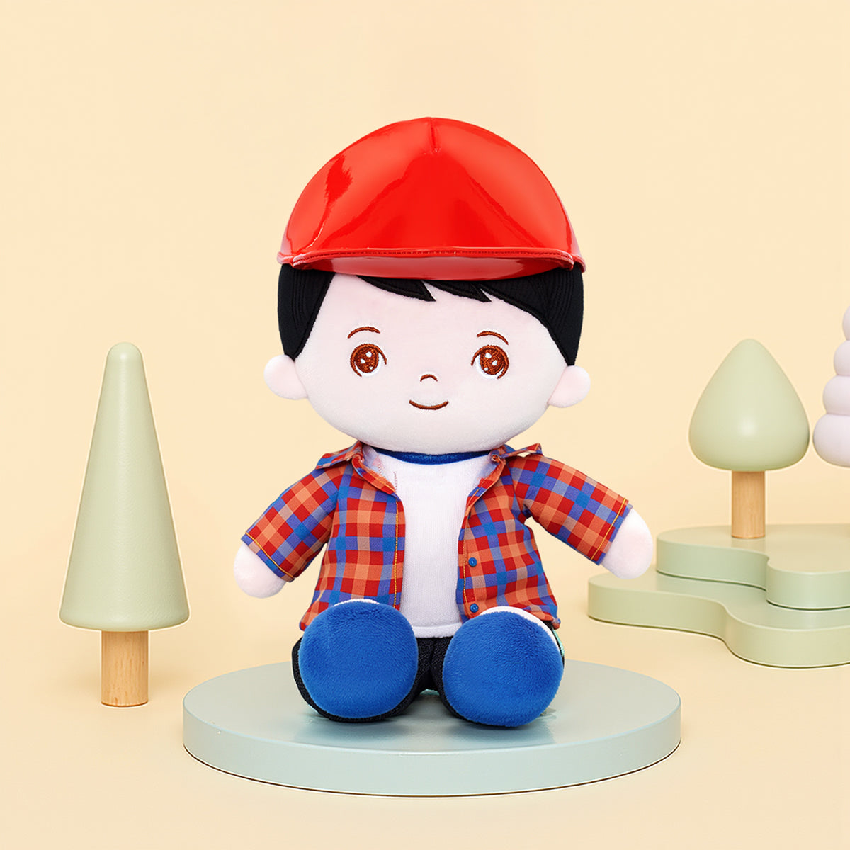 Personalized Plaid Jacket Plush Baby Boy Doll