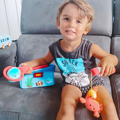 Personalized Baby's First Fishing Tackle Box Plush Playset Sensory Toy Gift Set