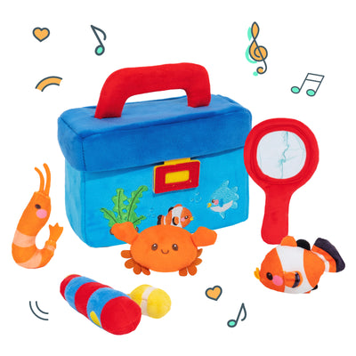 Personalized Baby's First Fishing Tackle Box Plush Playset Sensory Toy Gift Set