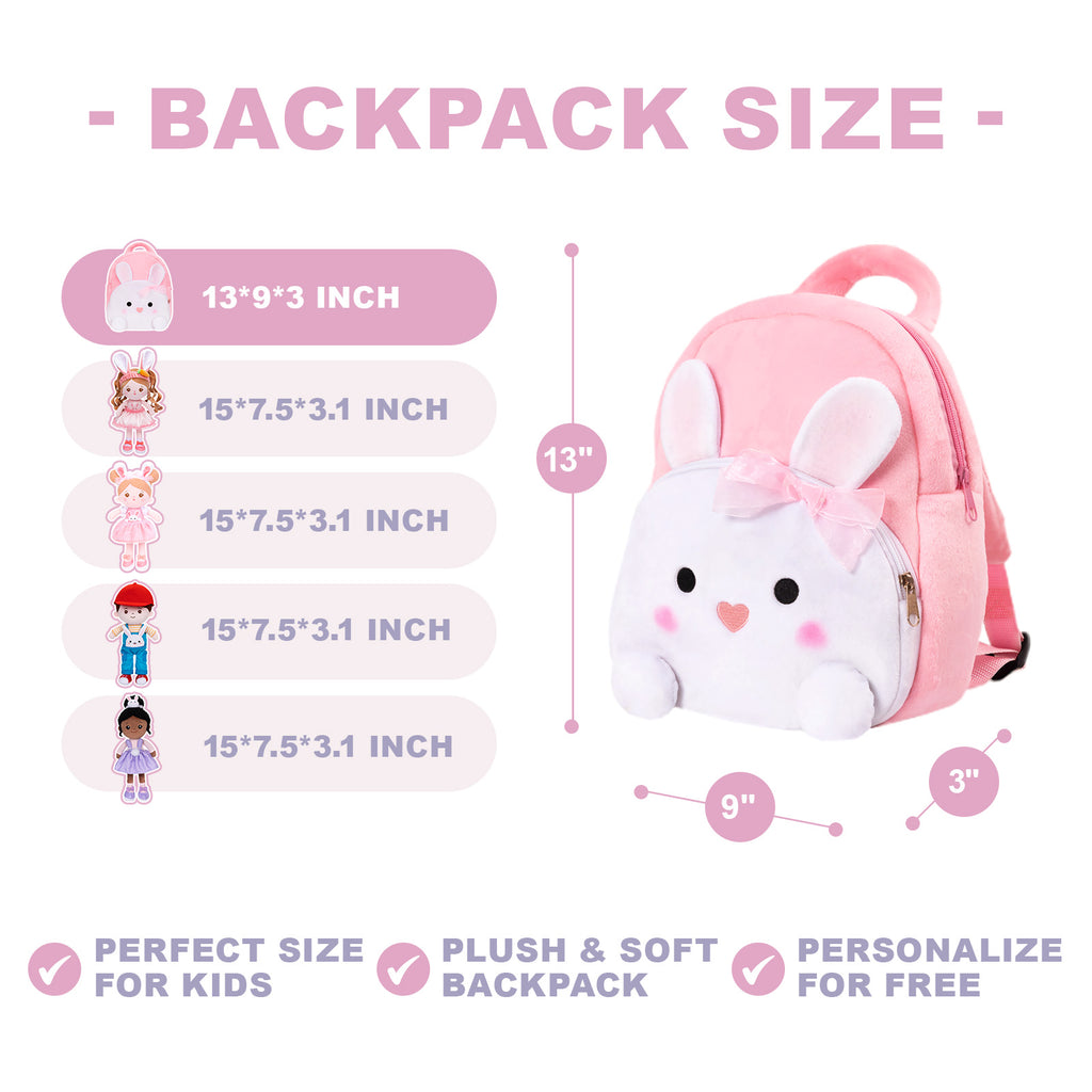 Personalized Pink Rabbit Animal Plush Baby Backpack