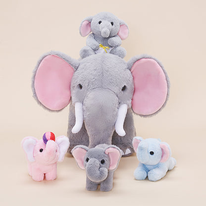 Elephant Family Plush Toy Set with 4 Pieces Baby Gift Set