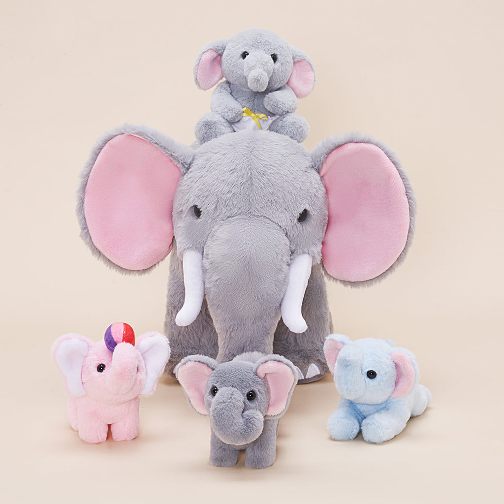 Elephant Family Plush Toy Set with 4 Pieces Baby Gift Set