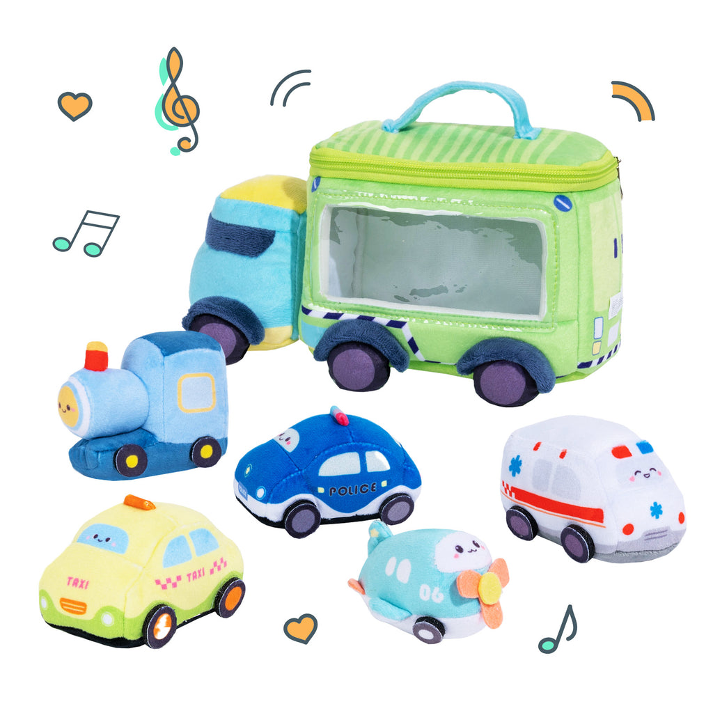 Personalized Baby's First Cars Story Plush Playset Sound Toy Gift Set