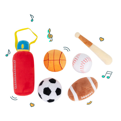 Personalized Baby's First Sports Bag Plush Playset Sensory Toys Set