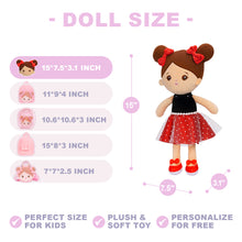 Load image into Gallery viewer, Personalized Red Dress Deep Skin Girl Doll + Backpack