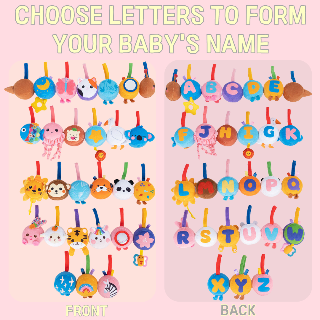26 Single Alphabet Plush Pendant Stroller Crib Decor (Animal Print on Back)