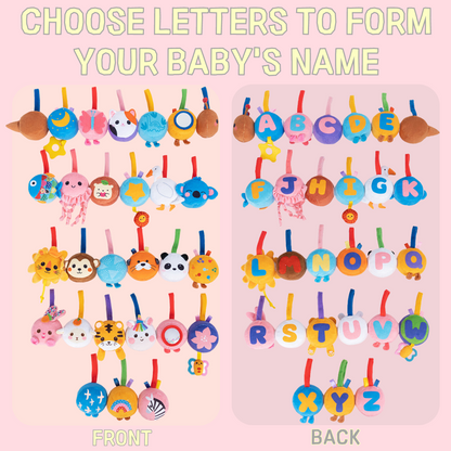 26 Single Alphabet Plush Pendant Stroller Crib Decor (Animal Print on Back)
