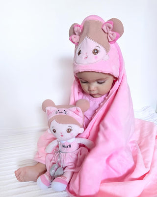 Personalized Doll and 88 cm Soft Baby Toddler Blanket Combo