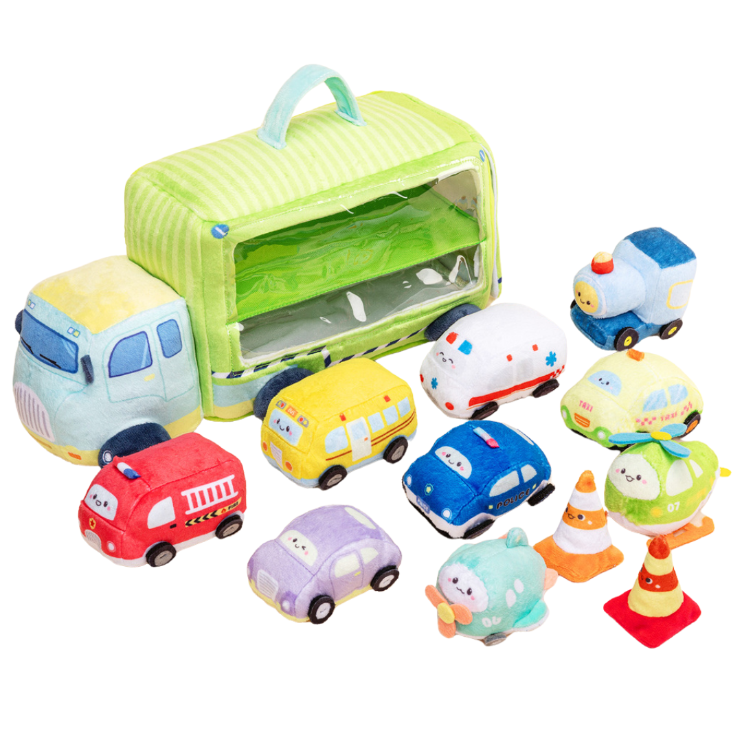 Personalized Baby's First Car Sensory Toy Plush Playset