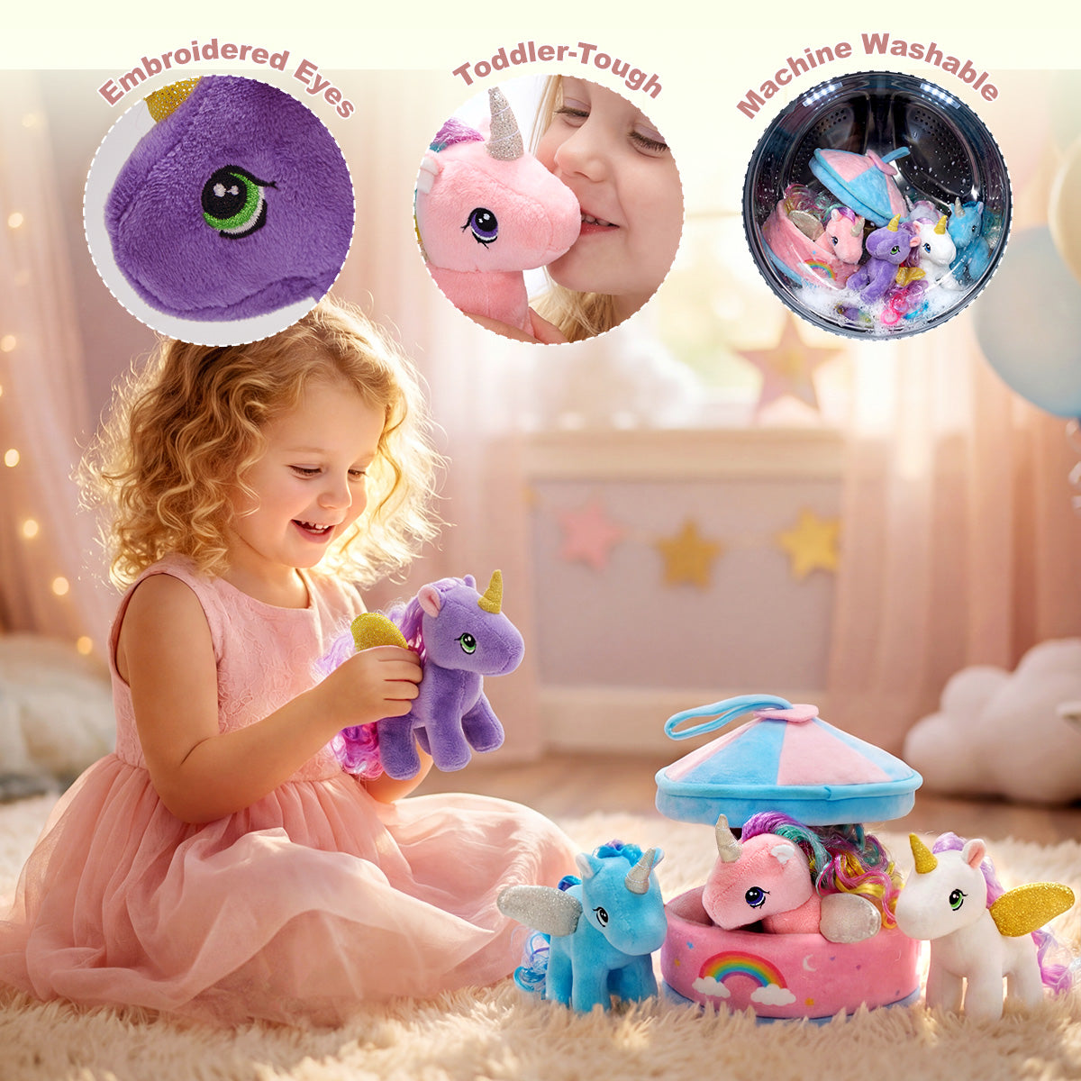 Unicorn Carousel Plush Toy Set