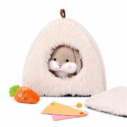 Lop-Eared Bunny in Fluffy Cave House