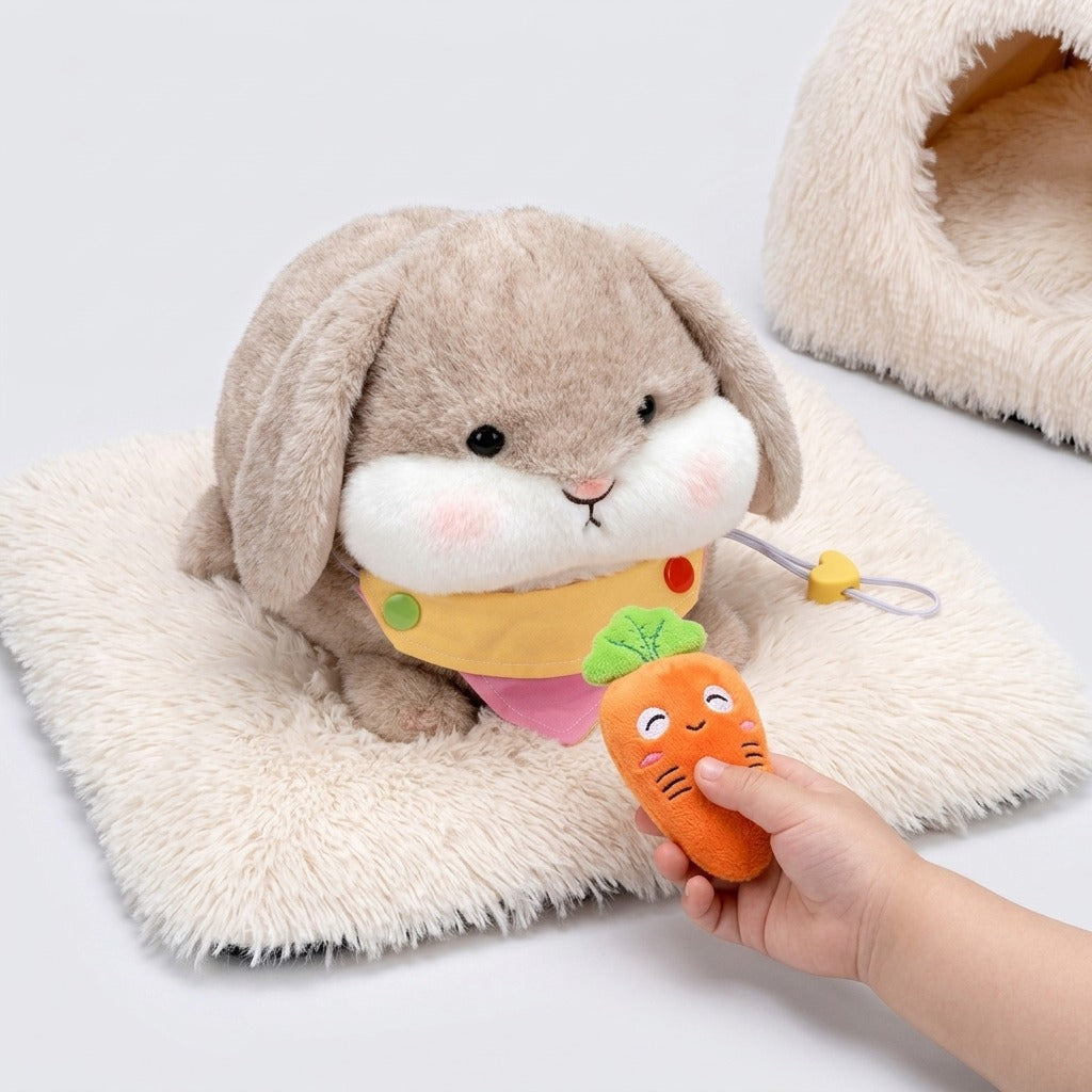 Lop-Eared Bunny in Fluffy Cave House